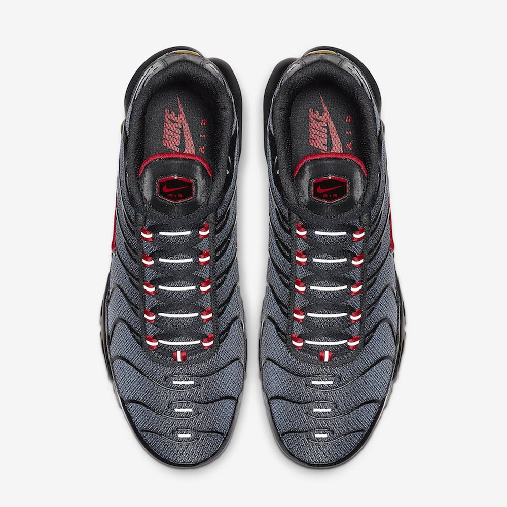 Nike Air Max Plus black gradient red — top view